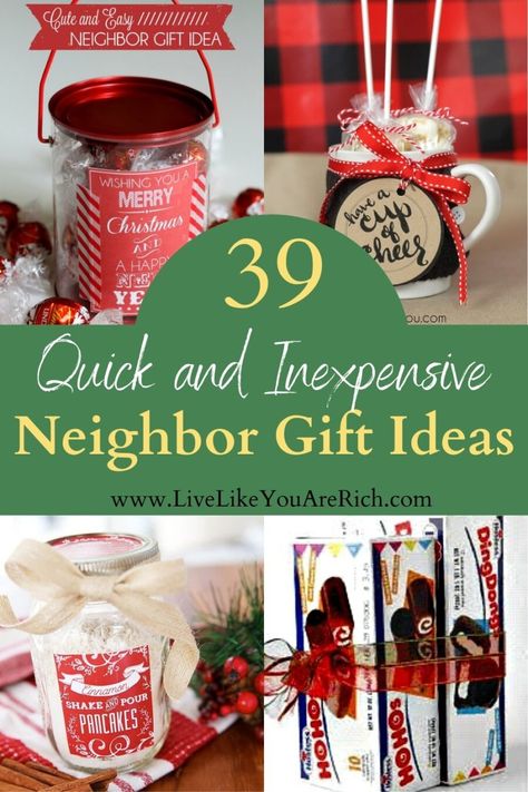 Quick and Inexpensive Neighbor Gifts for Christmas - Live Like You Are Rich Neighbor Gifts For Christmas, Neighborhood Christmas Gifts, Neighbor Gift Ideas, Christmas Neighbor, Inexpensive Christmas Gifts, Inexpensive Christmas, Neighbor Christmas Gifts, Christmas Gifts To Make, Easy Diy Christmas Gifts