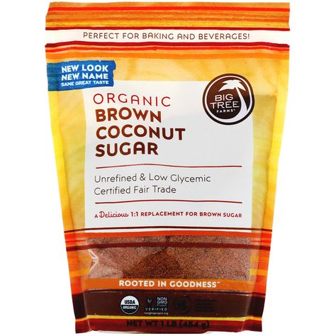 Love this product and use it as a replacement for sugar. Great for baking and it always comes out well. Great for coffee and chai as well . I like that it's fair trade. iHerb code: TQQ220 Low Glycemic Sweeteners, Organic Coconut Sugar, Organic Sugar, Low Glycemic, Calories A Day, Big Tree, Artificial Sweetener, Tree Farms, Nutrition Advice