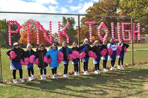 October Cheer Ideas, Pink Out Soccer Game Ideas, Pink Out Decorations, Game Decorations, Dig Pink, Pink Week, Softball Tournament, Cheer Posters, School Cheerleading