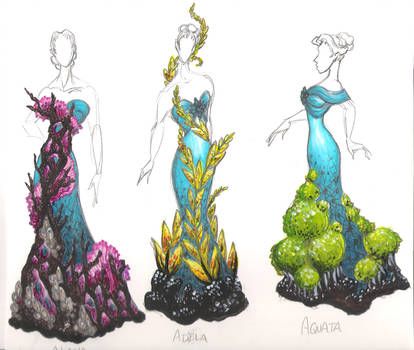 Sea Weed Part One by Joshua-Winchester on DeviantArt Ocean Dress, Arte Monster High, Coral Art, Diy Kostüm, Fashion Illustration Sketches Dresses, Fashion Illustration Dresses, Fashion Illustration Sketches, Dress Drawing, Illustration Fashion Design