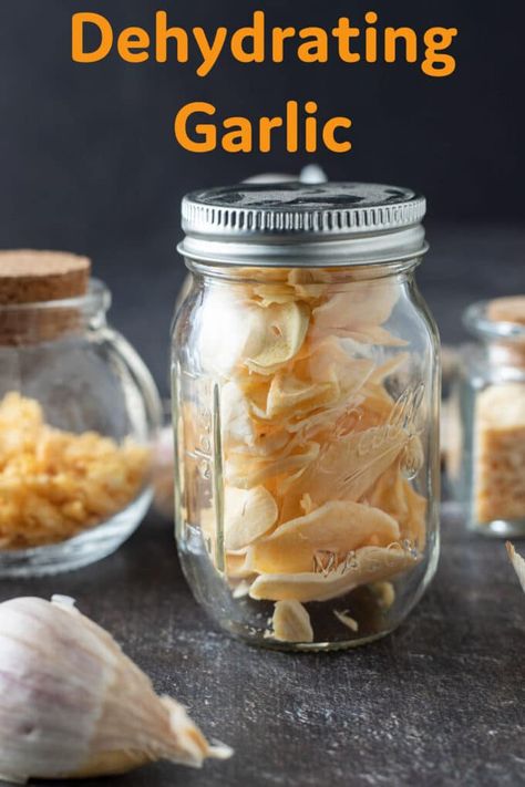 Dehydrating garlic is incredibly easy. There's very little hands on time. Make homemade garlic powder and really stretch your budget. Dehydrating Garlic In Dehydrator, Dehydrated Garlic Cloves, Dehydrating Garlic, Dehydrate Garlic, Homemade Garlic Powder, Drying Garlic, Dehydrated Recipes, Dehydrated Garlic, Dehydrating Food Storage