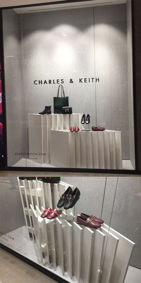 Charles&Keith FH2017 Winter Window Display, Shoe Store Design, Store Shelves Design, Clothing Store Interior, Boys Bedroom Makeover, Visual Merchandising Displays, Fashion Poster Design, Window Display Design, Boutique Display