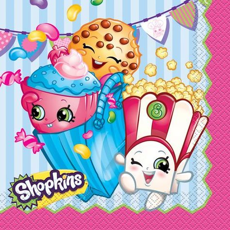 Shopkins Luncheon Napkins | Shopkins Party Supplies Shopkins Cupcakes, Birthday Card Decoration, Shopkins Birthday Party, Shopkins Party, Shopkins Birthday, Personalized Posters, Kids Party Supplies, Party Napkins, Handmade Birthday Cards