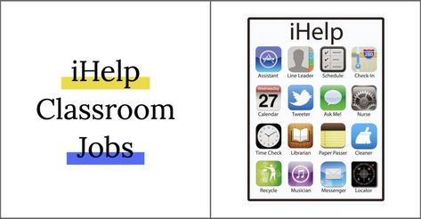 iHelp: Classroom Job Chart - Teaching with Jillian Starr Classroom Job Chart, Classroom Library Organization, Job Chart, Library Organization, School Week, Student Travel, Classroom Calendar, Classroom Routines, Nursing Jobs