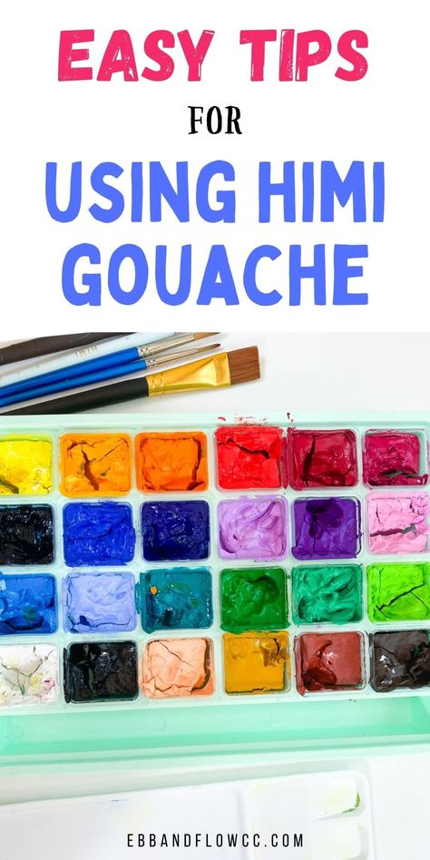 Gouache Paint Tutorial, Gouache Ideas Easy, Gouache Tips And Tricks, How To Use Gouache Paint, Gouache Painting Tips, Gouache Basics, Easy Gouache Painting Ideas For Beginners, Gouache For Beginners, Himi Paint