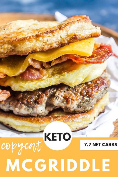 Keto Copycat McGriddle Keto Breakfast Sandwich, Best Keto Breakfast, Desayuno Keto, Low Carb Diets, Diet Breakfast Recipes, Recetas Keto, Low Carb Breakfast Recipes, Keto Foods, Keto Diet Menu