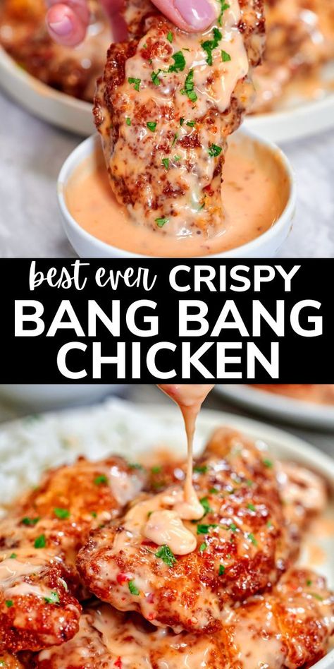 Bang Bang Chicken 13 Chicken Tenders Fried, Bang Bang Chicken Recipe, Breaded Chicken Tenders, Bang Bang Chicken, Chicken Tenderloin Recipes, Crispy Chicken Tenders, Sweet And Spicy Sauce, Chicken Tender Recipes, Spicy Sauce