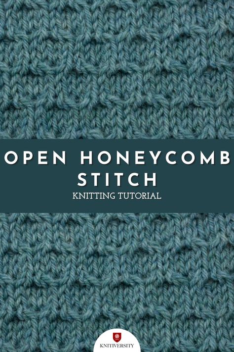 This knitting tutorial will help you learn how to knit the open honeycomb stitch. The open honeycomb stitch creates a cell shaped pattern. The open honeycomb stitch would be great for hats, sweaters, and shawls! Knitting Stitches Free, Honeycomb Knitting, Knit Stitch Patterns Texture, Honeycomb Scarf, Sheep Knitting Pattern, New Stitch A Day, Knit Purl Stitches, Loom Knitting Stitches, Honeycomb Stitch