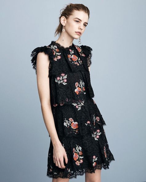 #RebeccaTaylor | Late Spring Unexpected Details: our Embroidered Lace Dress gives a modern edge to cocktail.⠀ Flower Lace Dress, Rebecca Taylor Dress, Embroidered Lace Dress, Late Spring, Fashion Campaigns, Taylor Dress, Flower Lace, Rebecca Taylor, Lace Flowers