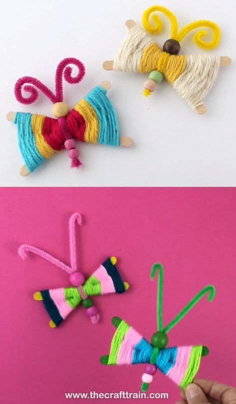 Yarn Crafts For Kids, Make Craft, God's Eye, Summer Craft, Butterfly Crafts, Camping Crafts, Weaving Patterns, Summer Crafts, Craft Stick Crafts