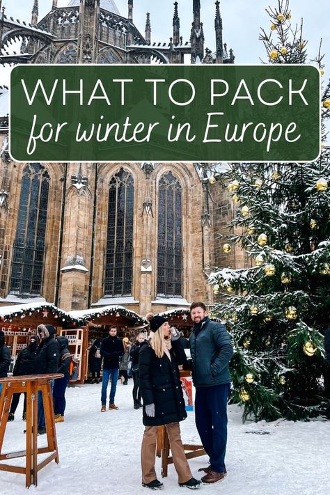 Read what to pack for winter in Europe including a complete list of outfit ideas. Europe Winter Packing, Winter Vacation Packing, Packing List For Europe, Germany In Winter, Winter In Europe, Viking Cruise, Europe Packing, European Holiday, Winter Packing List