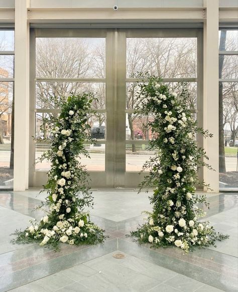 Calamigos Ranch Wedding, Floral Arch Wedding, White Flower Arrangements, Indoor Wedding Ceremonies, Aisle Flowers, Wedding Ceremony Arch, Wedding Arch Flowers, Wedding Arbour, Small Weddings