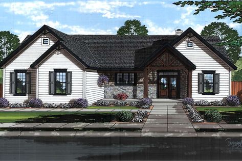 All Plans - Comstock Craftsman Ranch, Craftsman Farmhouse, Floor Plans Ranch, Basement House Plans, Basement Floor Plans, Ranch House Plan, Country Craftsman, Covered Deck, Open Concept Floor Plans