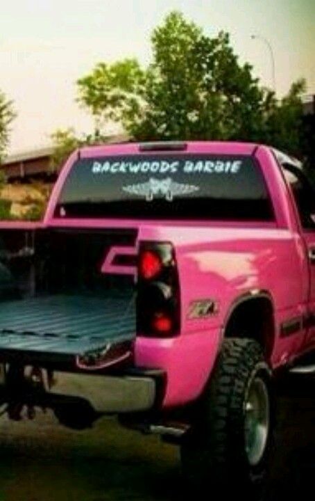 Backwoods Barbie....seriously..a pink truck haha Pink Chevy, Pink Truck Accessories, Custom Lifted Trucks, Chevy Girl, Future Trucks, Pink Truck, Lifted Chevy, Jacked Up Trucks, Truck Yeah