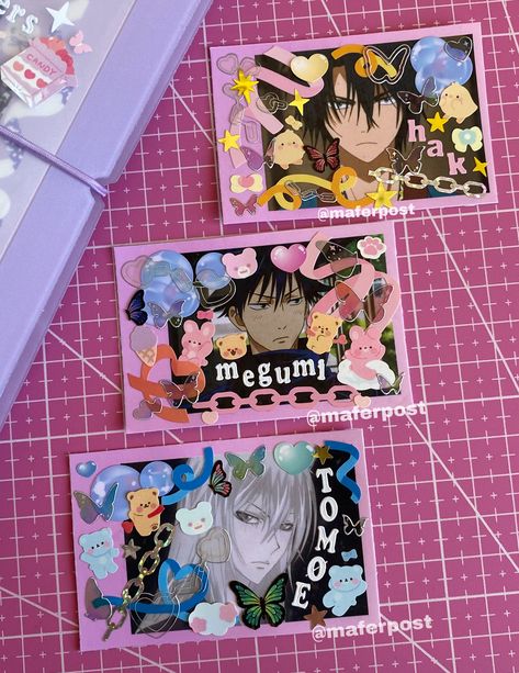 Anime Toploader Deco, Anime Scrapbook, Toploader Deco, Collect Book, Comfort Art, Anime Journal, Kawaii Crafts, Anime Paper, Kpop Diy