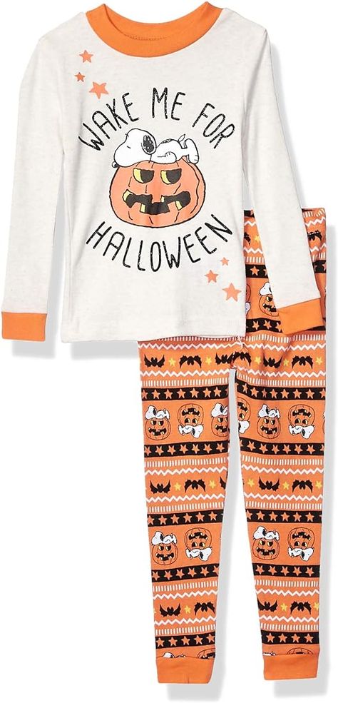 Amazon.com: Peanuts Girls' Big Kids Unisex Halloween Holiday 2 Piece Cotton Snug Fit Pajama Set, Snoopy Wake Me, 4: Clothing, Shoes & Jewelry Kids Halloween Pajamas, Snoopy Kids, Halloween Pjs, Christmas Dinosaur, Peanuts Halloween, Family Matching Christmas, Halloween Pajamas, Soft Pajamas, Pajamas Sets