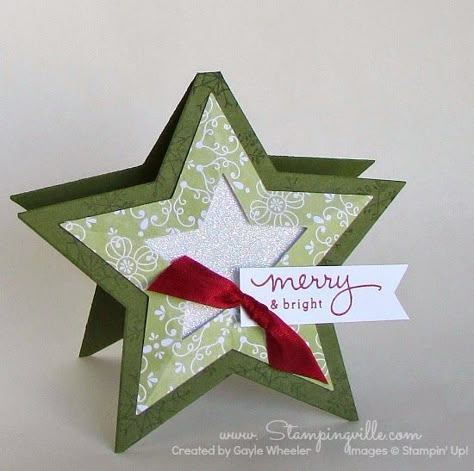 Diy Christmas Star, Christmas Place Cards, Hand Stamped Cards, Star Cards, Christmas Paper Crafts, Free Card, Stampin Up Christmas Cards, Christmas Tree Cards, Gift Tag Cards