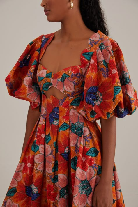 Eclectic Fashion Style Summer, Eclectic Summer Outfits, Farm Rio Dress, Orange Midi Dress, Extravagant Wedding, Classy Dress Outfits, Classy Casual Outfits, Closet Essentials, Africa Fashion