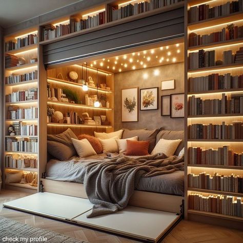 Book Lovers Bedroom, Home Library Aesthetic, Cozy Book Nook, Lovers Bedroom, Reading Spaces, Small Bedroom Storage, Dream Library, Library Aesthetic, Ibiza Style