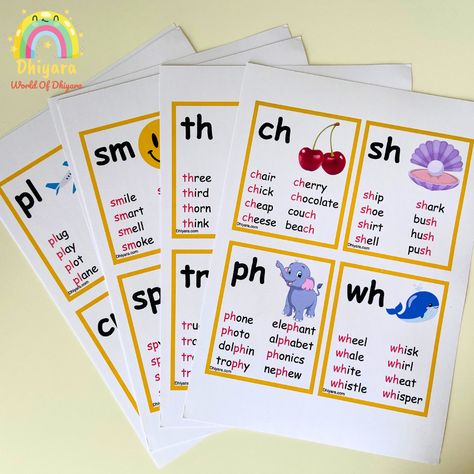 Digraphs and Blends Flashcards – FREE DOWNLOAD – World Of Dhiyara Digraphs Chart, Teaching Digraphs, Digraphs Activities, Body Science, Digraph Words, Phonics Blends, Phonics Cards, Phonics Flashcards, Letter Blends