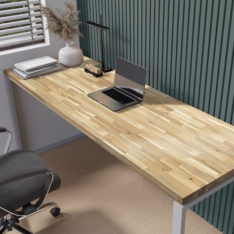 Gladys Acacia Solid Wood Butcher Block Countertop for DIY Desk Top, Dining Table Top, Stylish Shelf Butcherblock Countertop Desk, Diy Desk Top, Countertop Desk, Workbench Top, Kitchen Island Tops, Butcher Block Countertop, Diy Workbench, Top Kitchen, Butcher Block Countertops