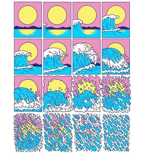 Evan M. Cohen on Instagram: “"The Great Wave" is now an exclusive print from @love.watts only available for the next 24 hrs. Head over to the link in my bio or go to…” Evan M Cohen, Psy Art, Crayon Art Melted, Risograph Print, Wave Print, Comic Panels, Art Plastique, Community Art, Great Wave