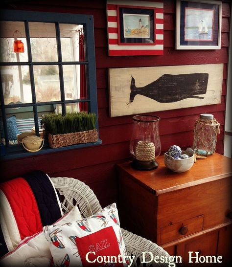 New England Cottage, Cozy Porch, Porch Inspiration, Vintage Nautical Decor, Hamptons Decor, Summer Porch Decor, Beach Colors, Sun Rooms, Nantucket Style