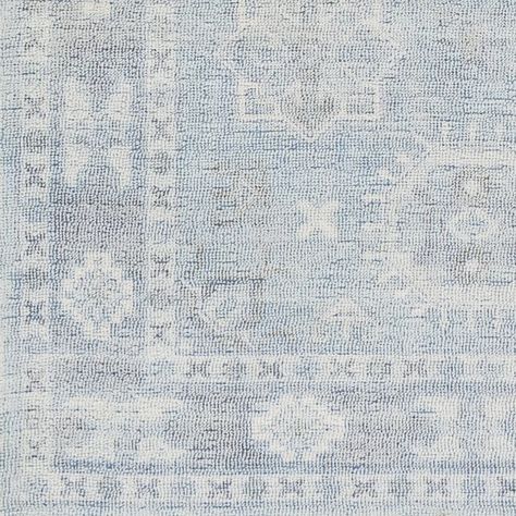 Light Blue Nursery Rug, Grandmother Interior Design, Coastal Grandmother Interior, Dusty Coral, Family Room Rug, Denim Rug, Coastal Rugs, Light Blue Rug, Hand Tufted Rug