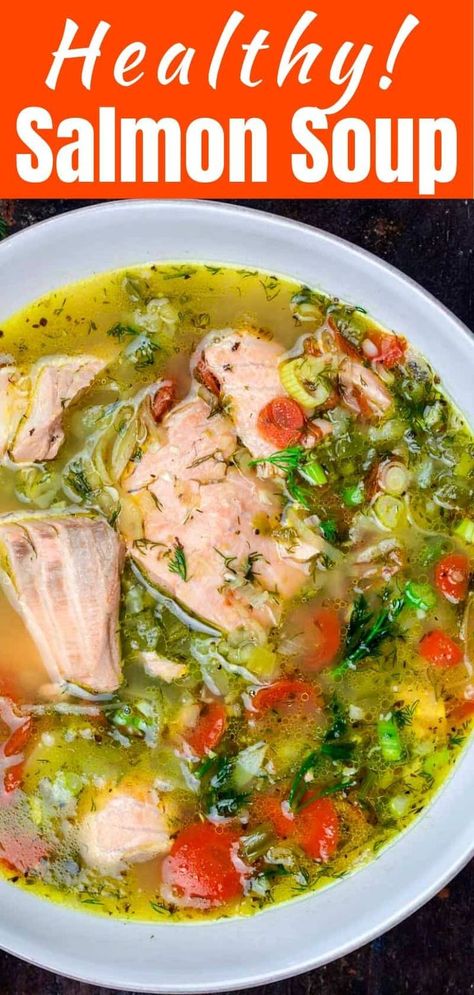 Fish Crock Pot Recipes, Salmon Soup, Seafood Soup Recipes, Mediterranean Cooking, Best Salmon, Fish Salmon, Salmon Seasoning, Potatoes Carrots, Healthy Salmon