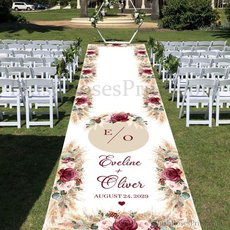 Pampas Grass Wedding Aisle, Tropical Wedding Aisle, Personalized Aisle Runner, Wedding Walkway, Beach Wedding Aisles, Bohemian Beach Wedding, Boho Arch, Aisle Runners, Aisle Runner Wedding