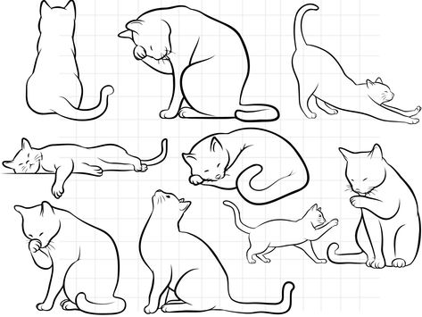 Cat Outline Tattoo, Silhouette Chat, Cat Line Art, Simple Cat Drawing, Cat Outline, Elegant Cat, Cat Tattoo Designs, Cat Sketch, Black Cat Art