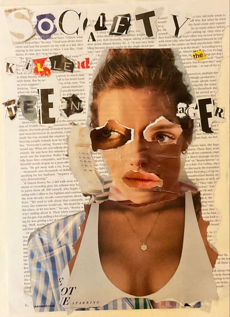 Society Killed The Teenager, Distortion Art, Art Alevel, Social Media Art, Gcse Art Sketchbook, A Level Art Sketchbook, Magazine Collage, Social Awareness, The Kardashians