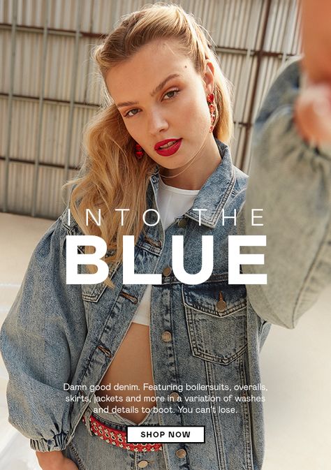 Nasty Gal: Jean Up Your Act | Milled Denim Photoshoot, Fashion Editorial Layout, Denim Clothes, Editorial Design Layout, Fashion Poster Design, Fashion Banner, Graphisches Design, Desain Editorial, Fashion Layout