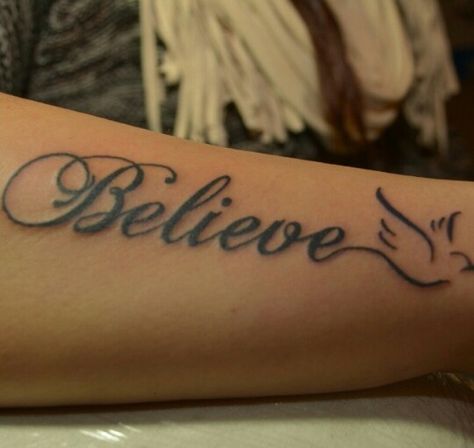 #believe tattoo I Believe Tattoo, Believe Tattoo Design, Just Believe Tattoo, Always Believe Tattoo, Believe Font Tattoo, Believe Tattoo Fonts, Tattoo Dragonfly, Believe Tattoo, Believe Tattoos