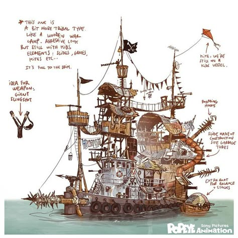 Pirate Boats, Bg Design, Sea Of Thieves, Ship Drawing, Prop Design, Fantasy Concept Art, Visual Development, Pirate Ship, Environment Design