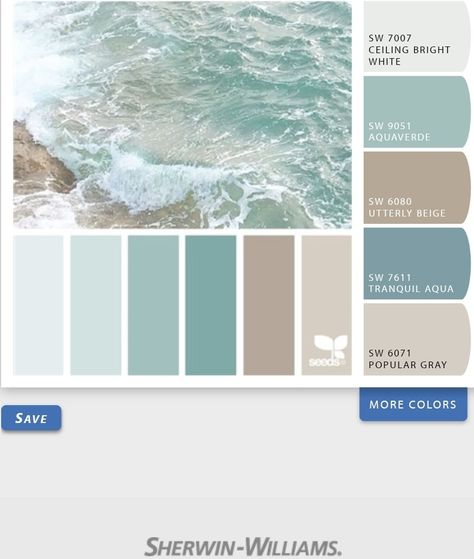 Teal Beach Color Palette, Coastal Colors Bedroom, Coastal Chic Color Palette, Sea Glass Living Room, Bloxburg Coastal House Color Scheme, Sea Glass Bedroom, Teal And Beige Living Room, Beach House Colors Interior Walls, Sea Glass Color Palette