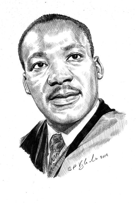 Martin Luther King Portrait, Martin Luther King Jr Tattoo, Mlk Drawing, Martin Luther King Jr Drawing, Martin Luther King Drawing, Martin Lither King, Martin Luther King Jr Art, Martin Luther King Art, Smaug Tattoo