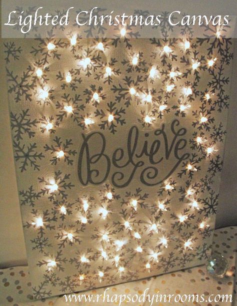 Cuadros Diy, Santa Crafts, Lighted Canvas, Christmas Canvas, Canvas Crafts, Pisco, Christmas Deco, Xmas Crafts, Let It Snow