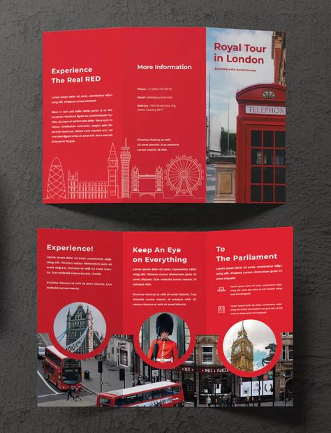 London Trifold Brochure Template Tourism Brochure Design Layout, Travel Brochure Design Layout Trifold, Modern Brochure Design Creative, Travel Brochure Design Creative, Trifold Brochure Design Creative, Brochure Design Layout Creative, Tourism Brochure Design, City Brochure, Tour Brochure