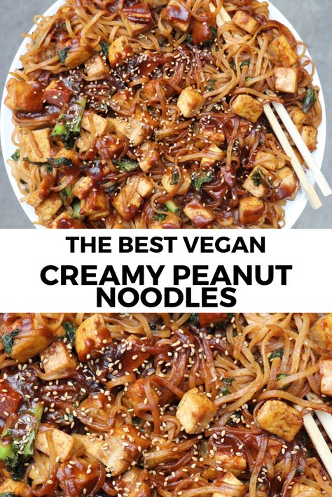 Peanut Noodles, Vegan Main Dishes, Tasty Vegetarian Recipes, Idee Pasto Sano, Tofu Recipes, Veg Recipes, Vegan Cooking, Vegan Dinner Recipes, Vegan Foods