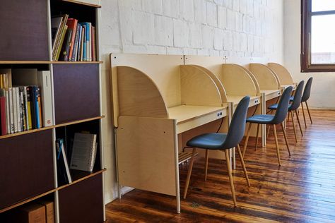 The Kerel, a library table and study carrel in one! | Milder Furniture Study Carrel, Library Tables, Study Table And Chair, Library Desk, Quiet Space, Library Chair, Library Table, Library Furniture, Privacy Panels