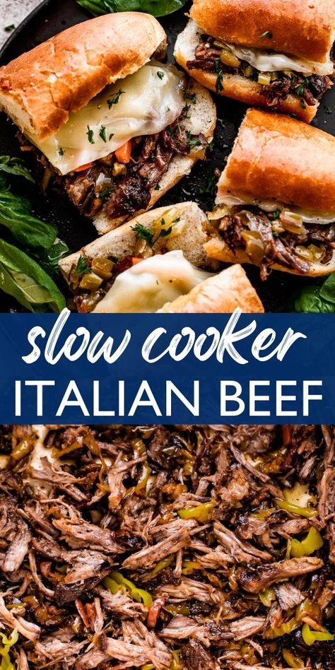 Crockpot Italian Beef, Crock Pot Italian Beef, Italian Roast Beef, Italian Beef Crockpot, Beef Recipes Easy Dinners, Crock Pot Italian, Italian Beef Recipes, Slow Cooker Shredded Beef, Crockpot Italian