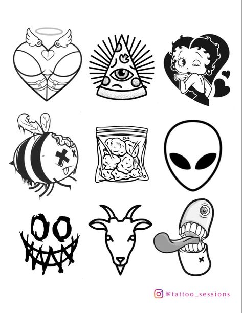 Simple Tattoo Flash Sheet, Flash Tattoo Designs Simple, Funny Flash Tattoo, Simple Flash Tattoo, Small Tattoo Flash, Mini Flash Tattoo, Flash Sheet Tattoo, Flash Art Tattoos, Tato Flash