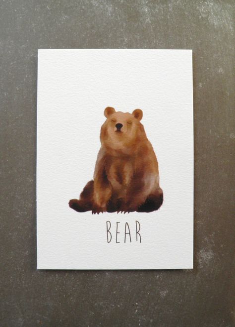 Art print bear A6 by NikkiDotti on Etsy, €9.50 Reference Portraits, Bear Sitting, Animals Drawing, Grizzly Bears, Wildlife Artwork, Bear Illustration, Water Colors, Family Art, Bear Art