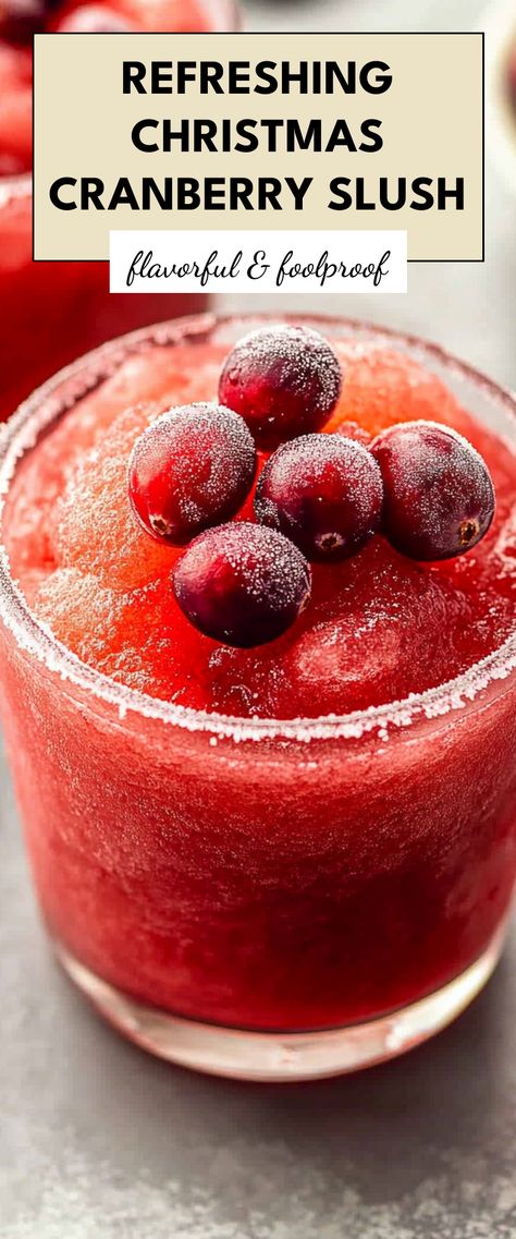 Image for Refreshing Christmas Cranberry Slush Cranberry Slush Recipe, Bourbon Slush Recipe, Slushy Alcohol Drinks, Alcoholic Slush Recipes, Alcoholic Slush, Slush Punch, Bourbon Slush, Vodka Slush, Wine Slush