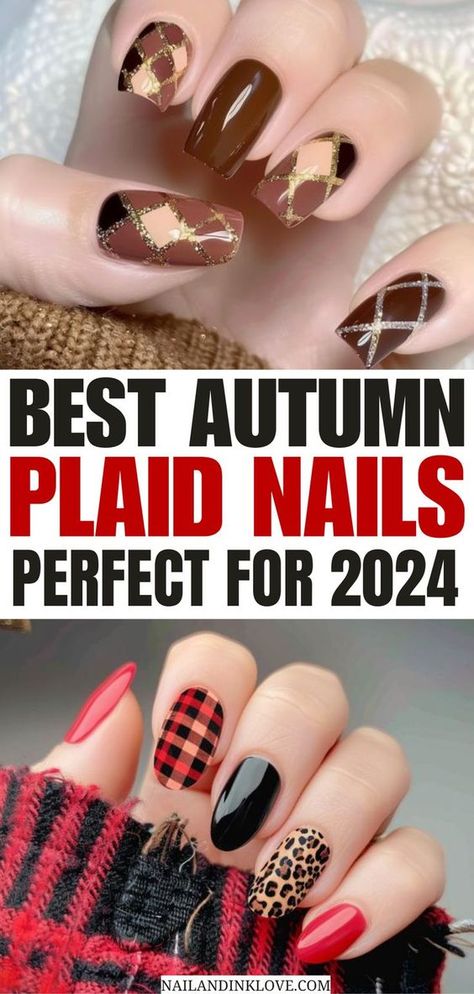 If you’re into fall plaid nails, this blog is your go-to! Their plaid nail designs and Christmas plaid nails are so creative and fun. I loved the short fall plaid nails – perfect for any occasion. You need to see these ideas for some serious nail inspo! Christmas Plaid Nails, Fall Plaid Nails, Stripe Nail Art Designs, Fall Almond Nails, November Nail Designs, Plaid Nail Designs, Plaid Nail Art, Brown Nails Design, Color For Nails