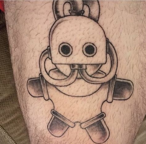 Mac Miller Diver Tattoo, Mac Miller Swimming Tattoo, Mac Tattoo, Mac Miller Swimming, Gas Mask Tattoo, Tattoo Swimming, Mac Miller Tattoos, Diver Tattoo, Whole Tattoo