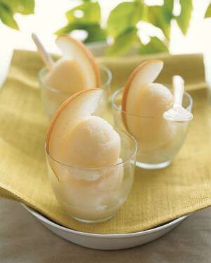 Asian Pear Recipes, Pear Sorbet, Pineapple Sorbet, Asian Pear, Orange Sorbet, Sorbet Recipes, Pear Recipes, Asian Desserts, Bbc Good Food Recipes