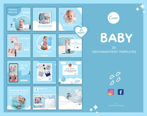 Baby Social Media Design, Kids Instagram Feed, Kids Social Media Design, Medical Social Media Post, Comunity Manager, Kids Social Media, Baby Ads, Canva Etsy, Instagram Feed Layout