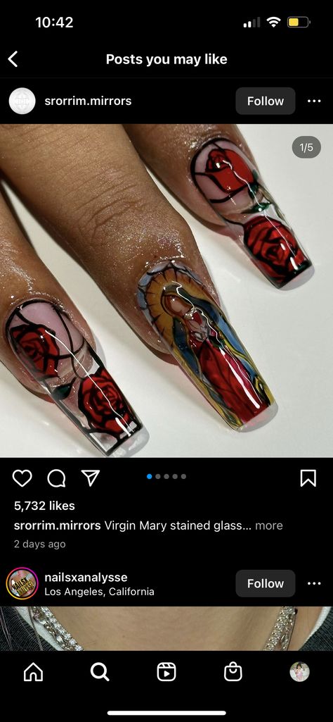 Mexican Flag Nails Acrylic, Mayan Nails, Rosary Nail Art, Mexican Sacred Heart Nails, Mother Mary Nails, Catholic Nails Designs, Rosary Nails Designs, Virgin Mary Nails Designs, Religious Nails Designs